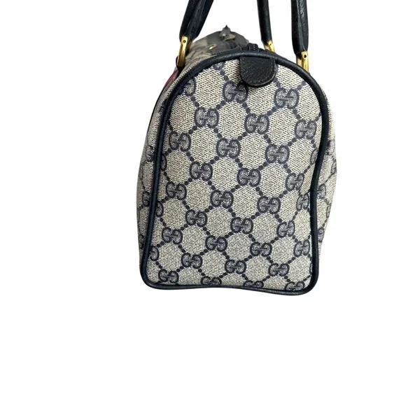 Gucci vintage blue canvas and leather Boston bag BEAUTIFUL